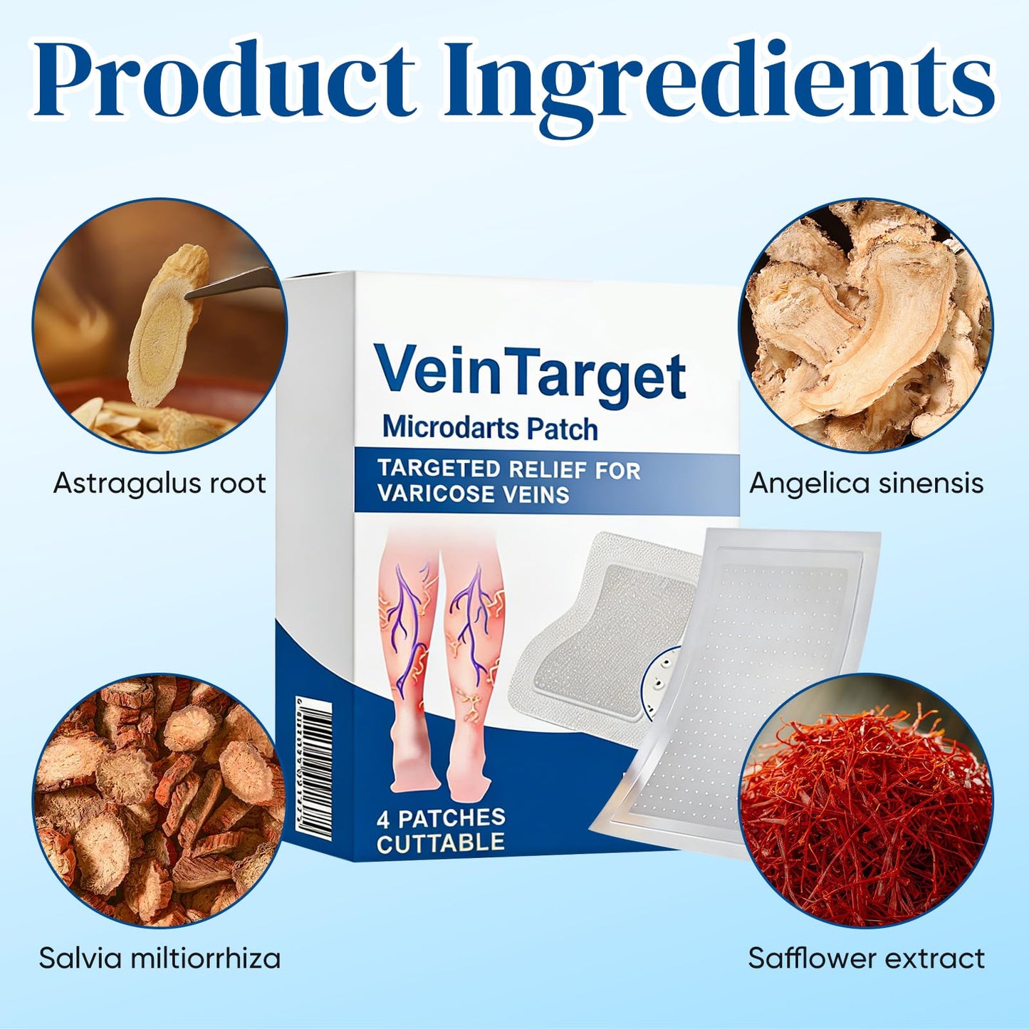 2Box Vein Target Microdarts Patch, Professional Varicose Veins Treatment for Legs, Improves Blood Circulation, Natural Ingredients Varicose Vein Patches for All Skin Types