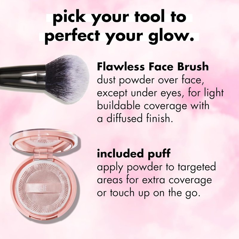 e.l.f. Halo Glow Powder - Ultra-Fine Finishing Powder for Pores & Fine Lines | Vegan, Medium Neutral