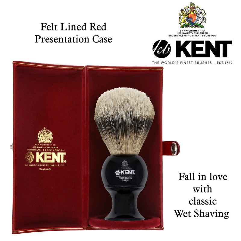 Kent BLK8 Shaving Brush with Soft Silvertip Badger Bristles and Black Resin Handle to use with Shave Cream or Soap for a Perfect Lather. Luxury Shaving Since 1777, Made in England