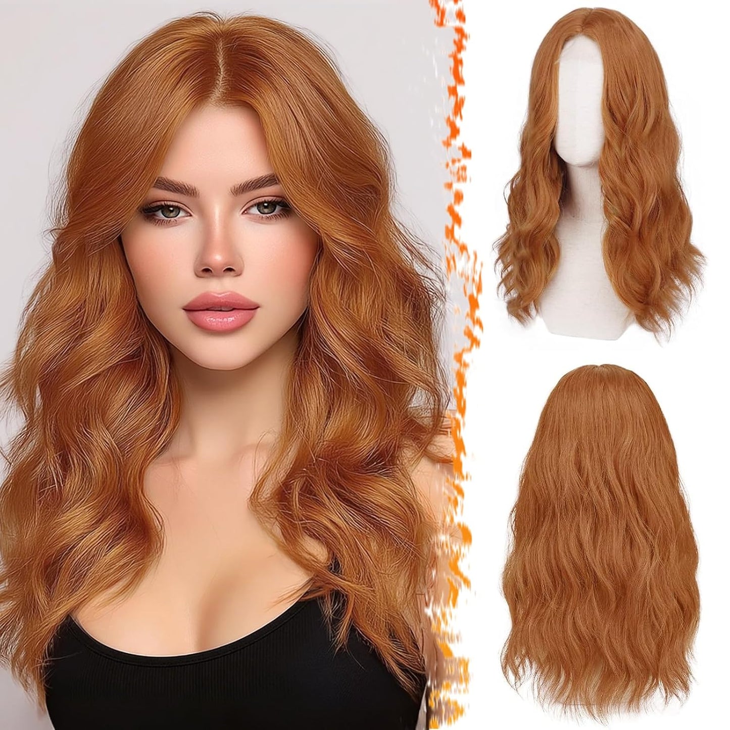 18 Inch Wavy Beige Blonde Wig - Medium Length Synthetic Wig for Women | Natural Soft Waves for Daily Wear & Parties