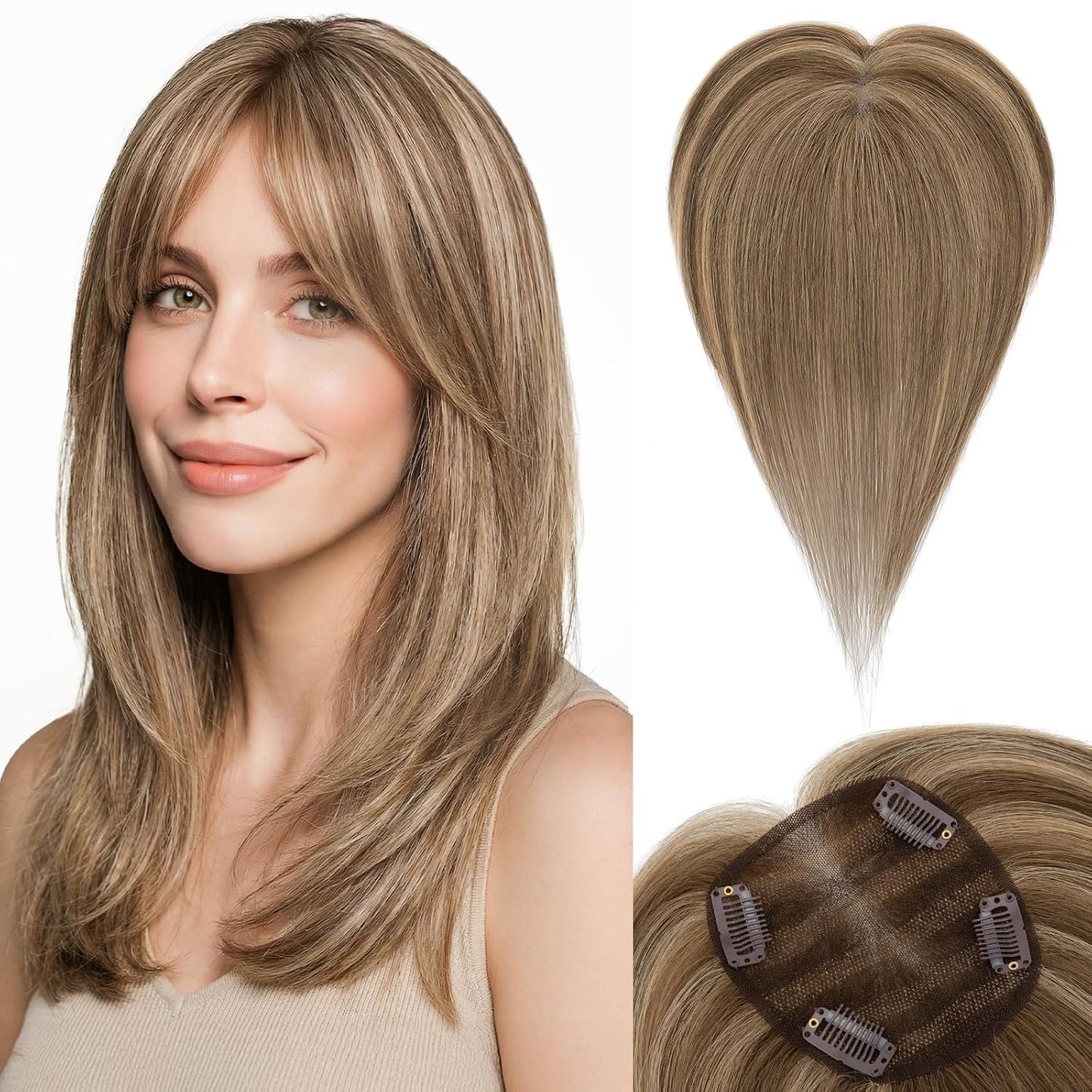 Human Hair Topper for Women - Lace Clip-In Hairpiece for Thinning Hair | Volume Boosting, 11 Inch Natural Black
