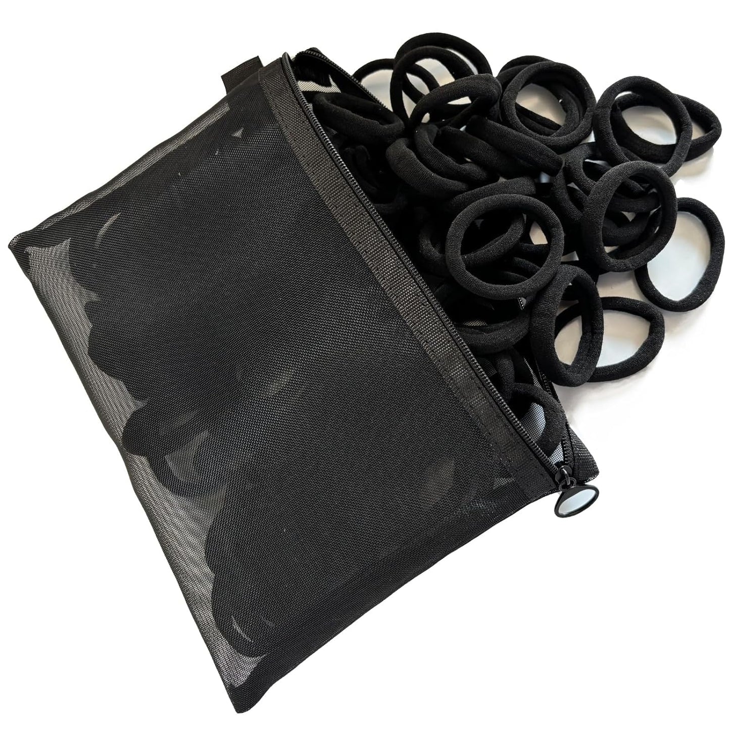 Black Nylon Hair Ties - 100 PCS Elastic No-Damage Bands | Seamless Ponytail Holders for All Hair Types