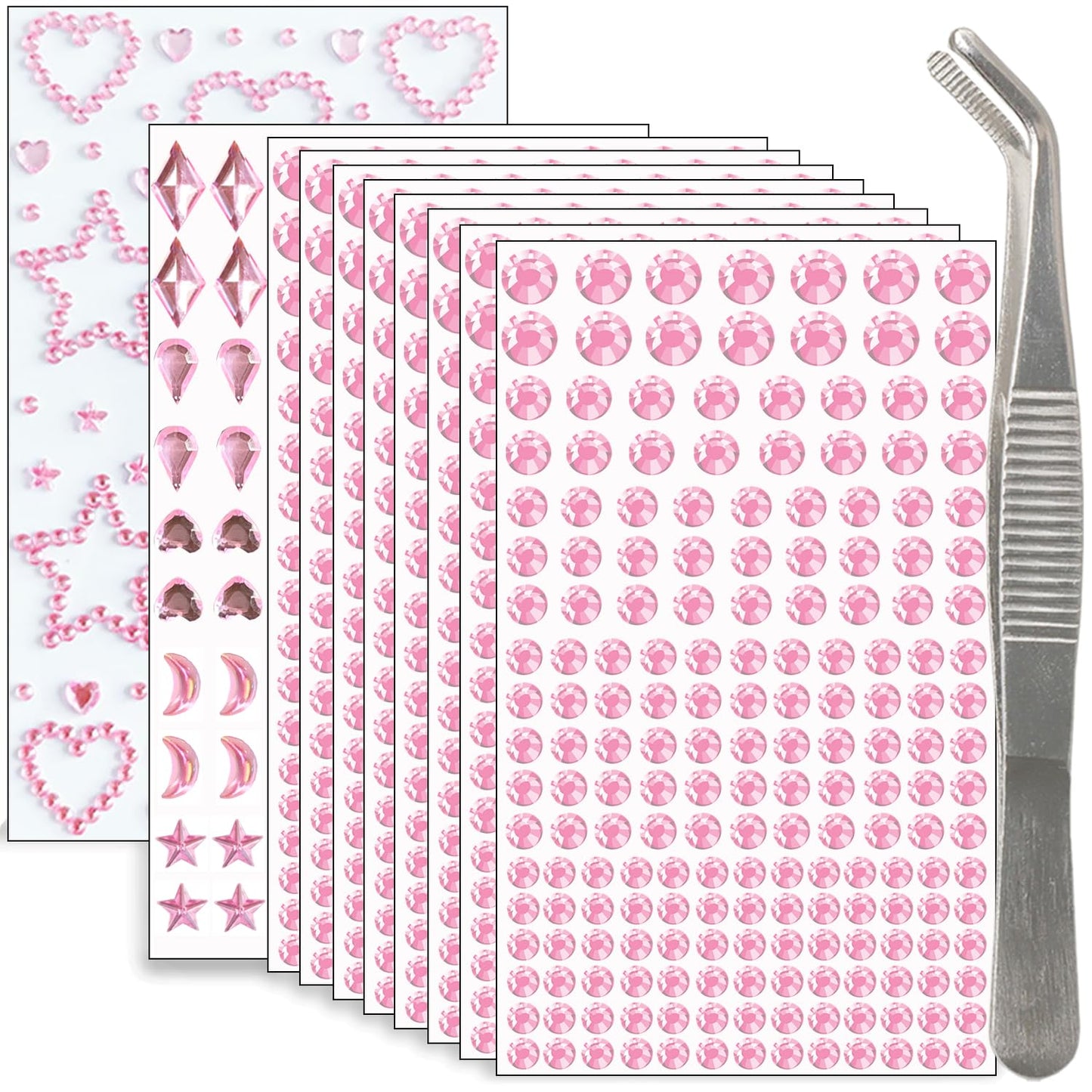 Hair Gems - 1760 Pcs Self-Adhesive Clear Rhinestones for Face, Body & Nail Art | Festival & Halloween Makeup
