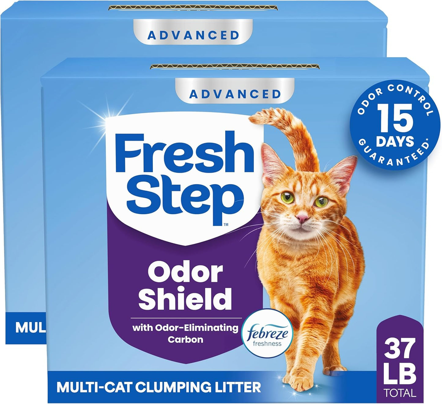 Fresh Step Cat Litter - Odor Shield Multi-Cat Clumping Formula with Febreze Freshness | 14 lb, Low Dust, Ammonia Block Technology