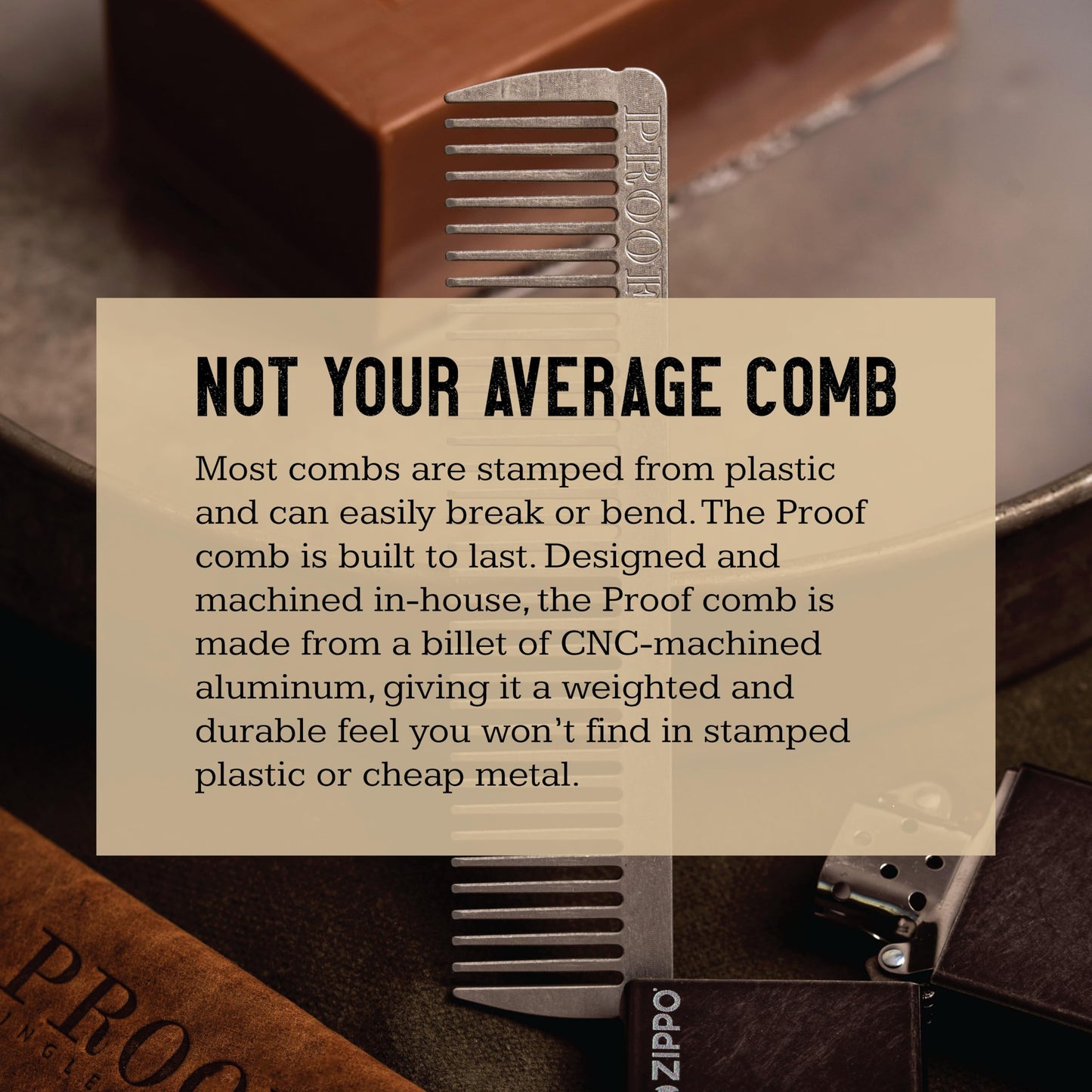 Proof Aluminum Metal Comb - CNC-Machined 6061 Aluminum Metal Hair Comb with Montana-Sewn Leather Case, Rust-Proof, Dent-Resistant, Durable & Travel-Ready Pocket Grooming Tool - Made in USA