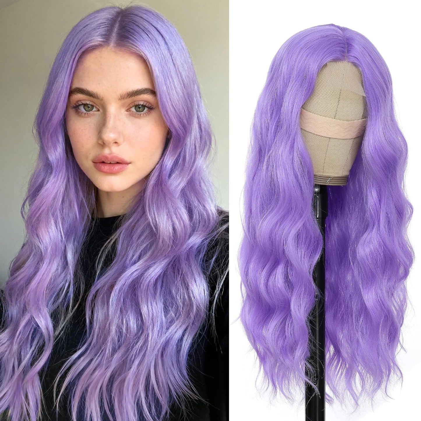 Ombre Blonde Wigs for Women - 26 Inch Long Wavy Synthetic Lace Front Wig | Heat Resistant for Daily & Party Wear