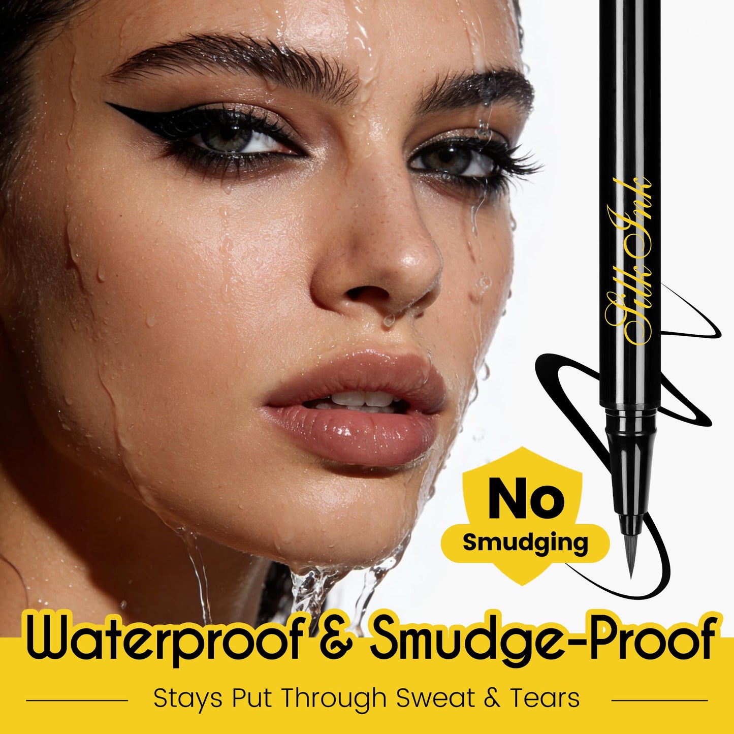 CILIYA Professional Cosmetics Liquid Eyeliner, Waterproof Liquid Eyeliner Pen - Black, Vegan Formula