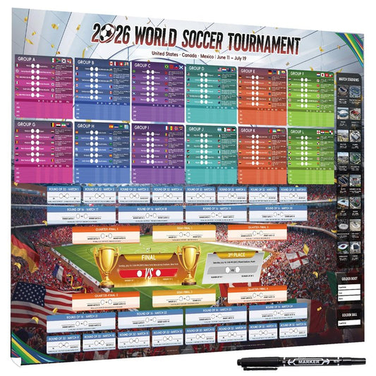 AhfuLife Extra Large World Cup Tournament Schedule Poster, 39.4" x 27.6", 1 Pc Soccer Calendar Wall Chart Decorations, 2026 Soccer Tournament Wallchart for Fans Home Office Bar Party Decor