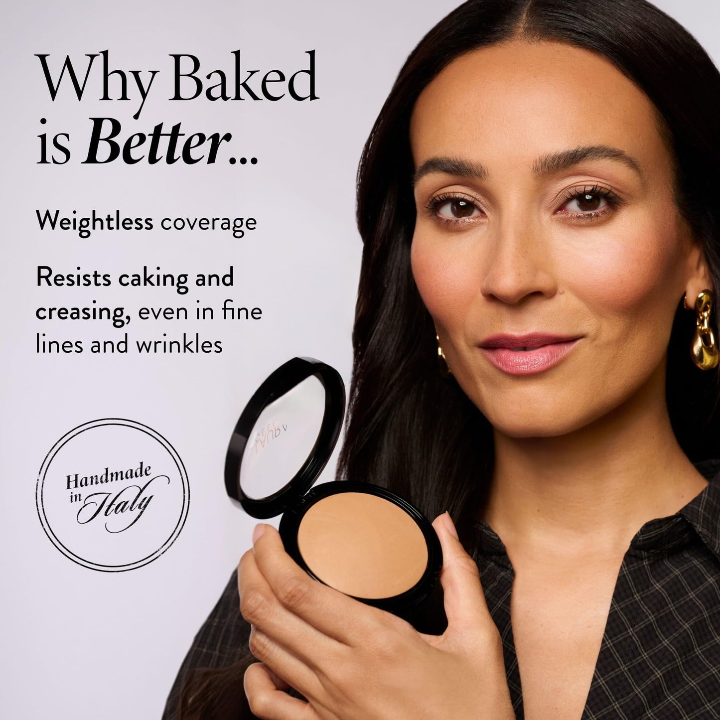 LAURA GELLER NEW YORK Baked Double Take Powder Foundation – Longwear Buildable Medium to Full Coverage – Matte Finish – Non-Caking Formula– Handmade in Italy – Mature & Sensitive Skin – Medium
