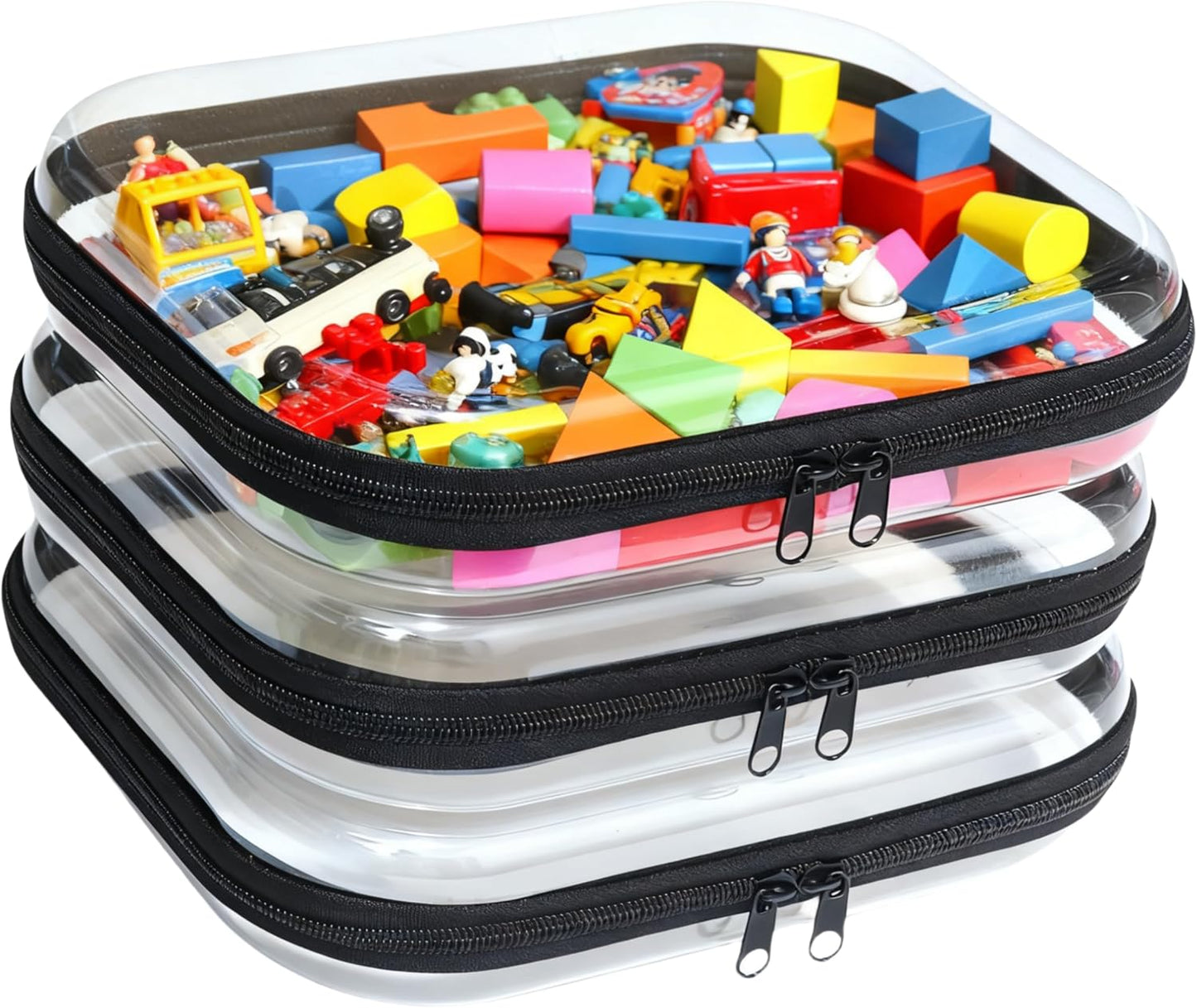 Clear Hard Plastic Zipper Case Set - Portable Travel Organizer for Makeup, Toys, Snacks | 3PCS