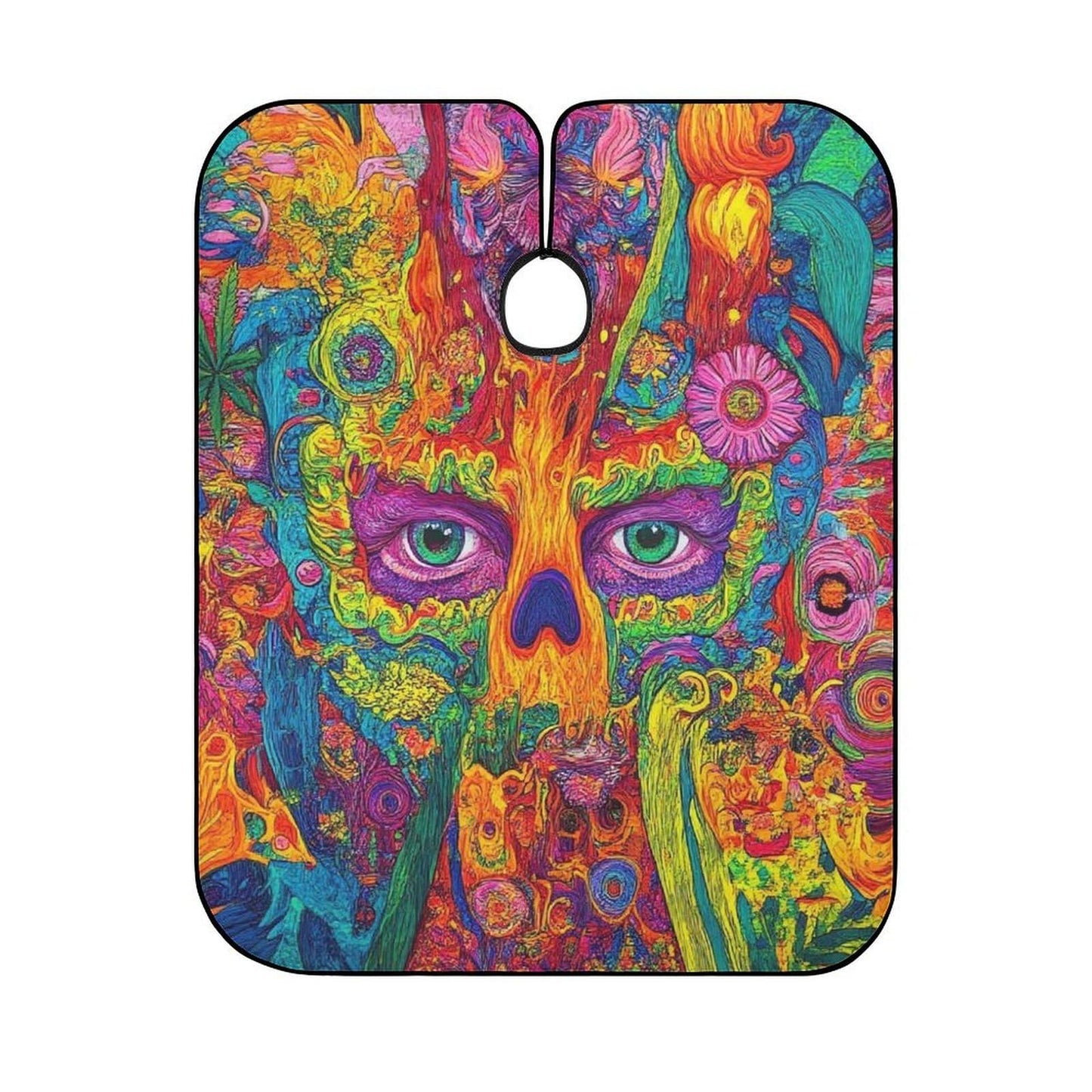 Fashion Professional Hair Cutting Cape with Adjustable Closure, Trippy Weed Leaf Skull Art Barber Cape