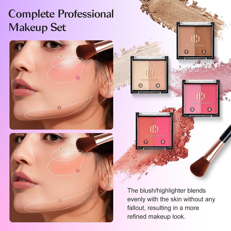 All In One Makeup Kit - Travel Set with 4 Trays | Eyeshadow, Highlighter, Lip Gloss & More for Teens