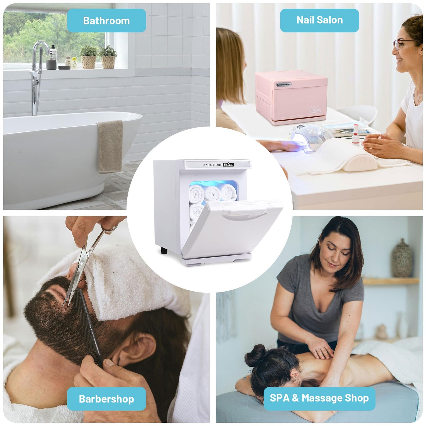BYOOTIQUE 5L Mini Hot Towel Warmer Cabinet Spa,Professional Fast Heating Portable Machine Barber Towel Warmer for Nail Salon, Facial, Massage, Estheticians, Beauty Studio,Med Spa (White)