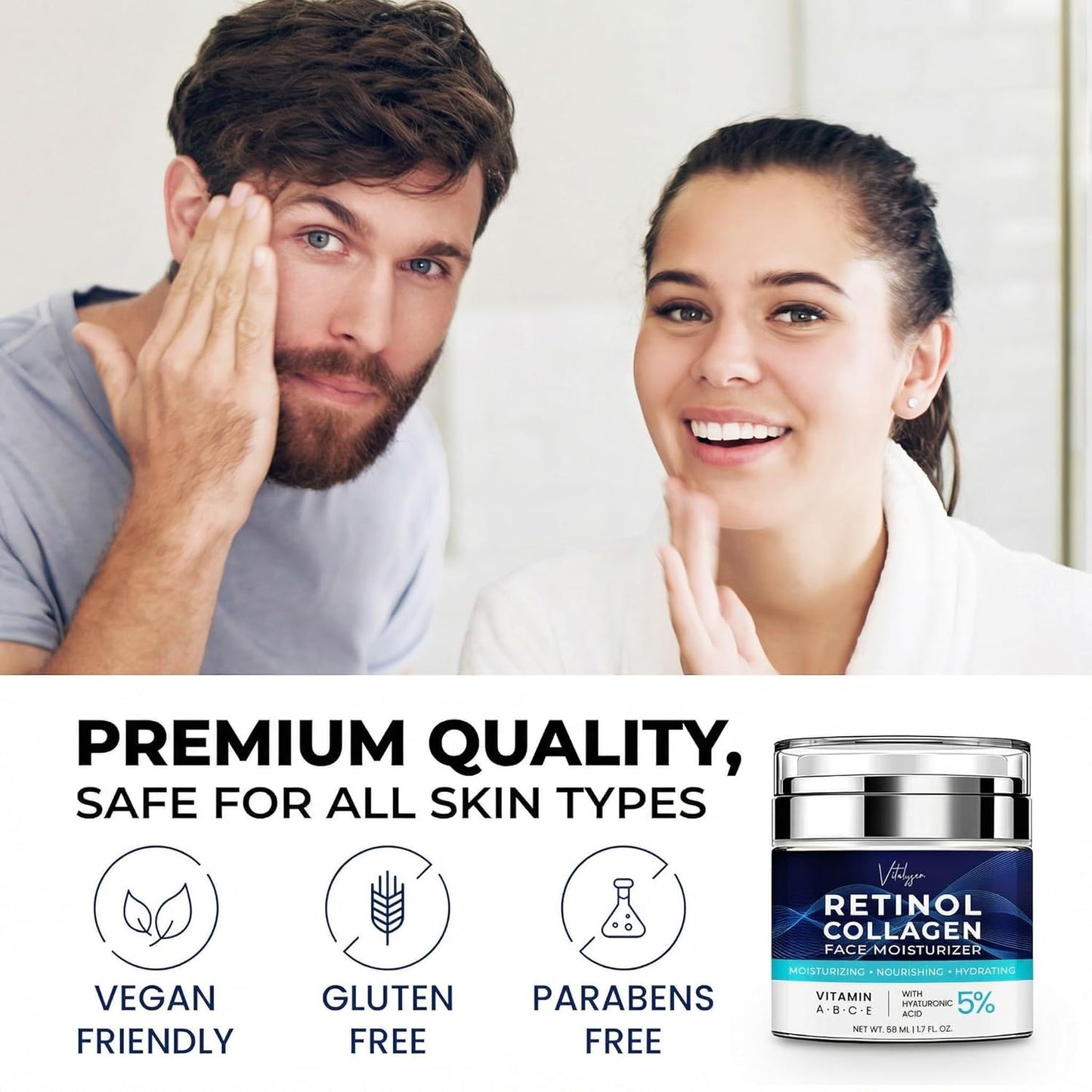 Face Moisturizer for Aging Skin - Retinol & Collagen Cream for Mature Skin | 1.7 fl. oz, Unscented