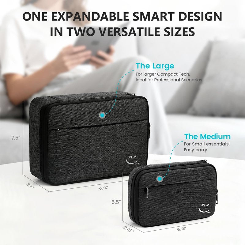 Travelkin Cord Organizer Travel, Electronic Organizer Travel Case, Cable Organizer Bag For Cords,Chargers Phone, Sd Card,Usbs (Black)