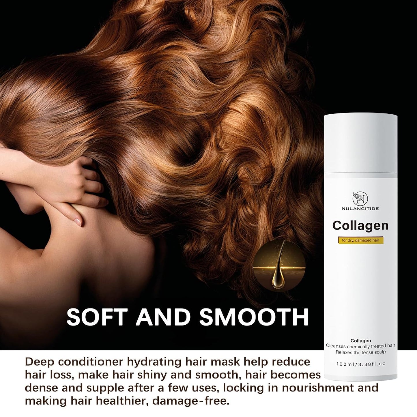 Collagen Hair Treatment - Deep Repair Conditioner & Hydrating Hair Mask for Dry, Damaged Hair | 3.38 Fl Oz (100ml)