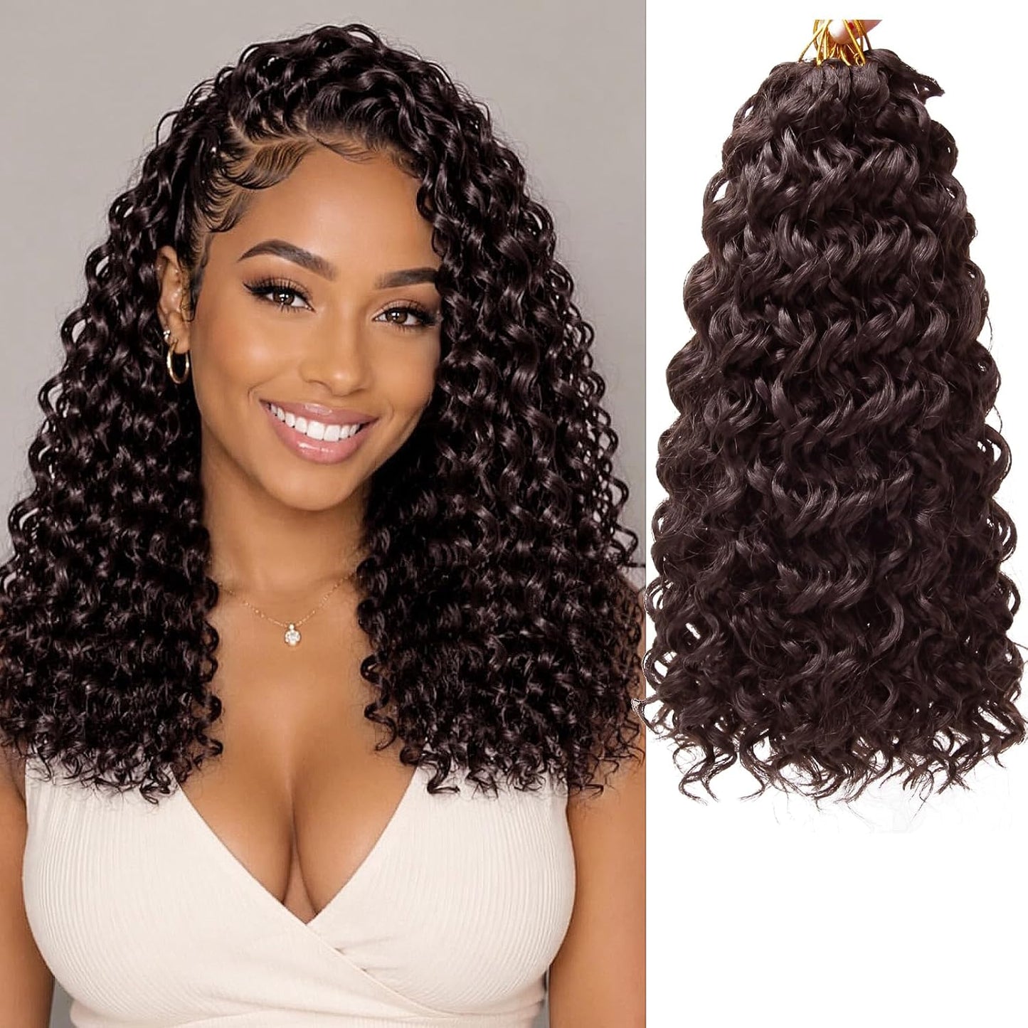 Water Wave Crochet Hair Extensions - Blonde Synthetic Bohemian Braids | 14 Inch Deep Wave (27#)
