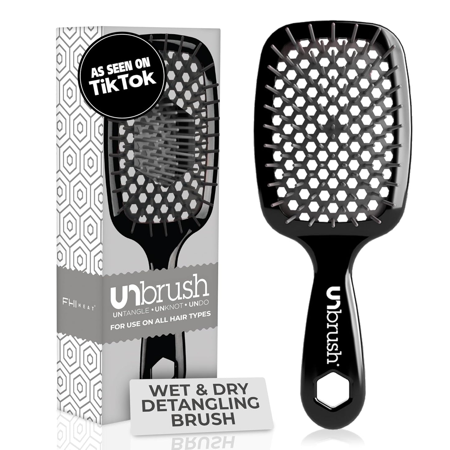 FHI Heat Detangling Brush - Pain-Free Brushing for Wet & Dry Hair | Durable DuoFlex Bristles, Lightweight, Cherry Blossom