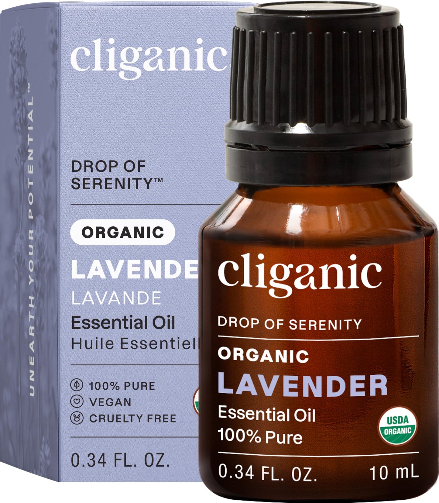 Cliganic Organic Lavender Essential Oil - 100% Pure Natural Undiluted, for Aromatherapy Diffuser | Non-GMO Verified