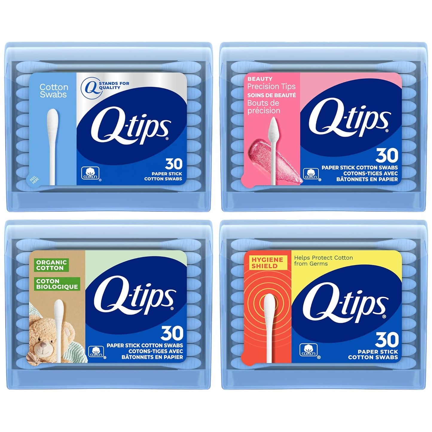 Q-tips Cotton Swabs - Organic Precision Tips for Hygiene | 30 Count Pack