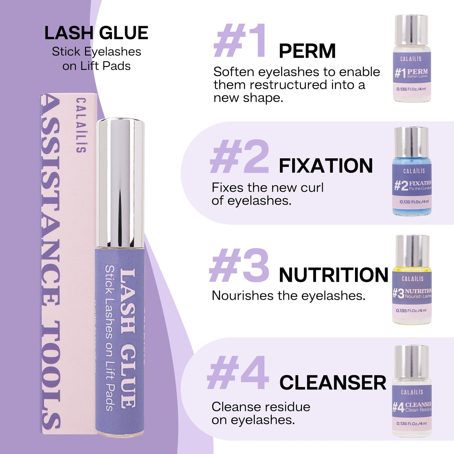CALAILIS Lash Lift Kit, 2025 Updated Eyelash Lift Kit, Semi-Permanent Eyelash Curling Eyelash Perm Kit Suitable for Salon and DIY at Home Use Lash Perm Kit for Beginner and Professional