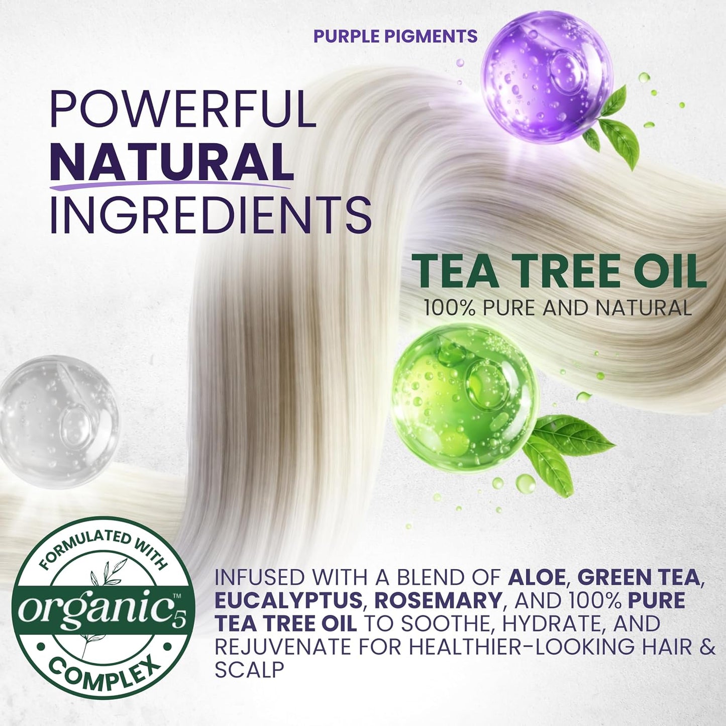Tea Tree Hair Mask - Deep Conditioning Purple Formula for Brassy Tones | Argan Oil for Dry, Damaged Hair