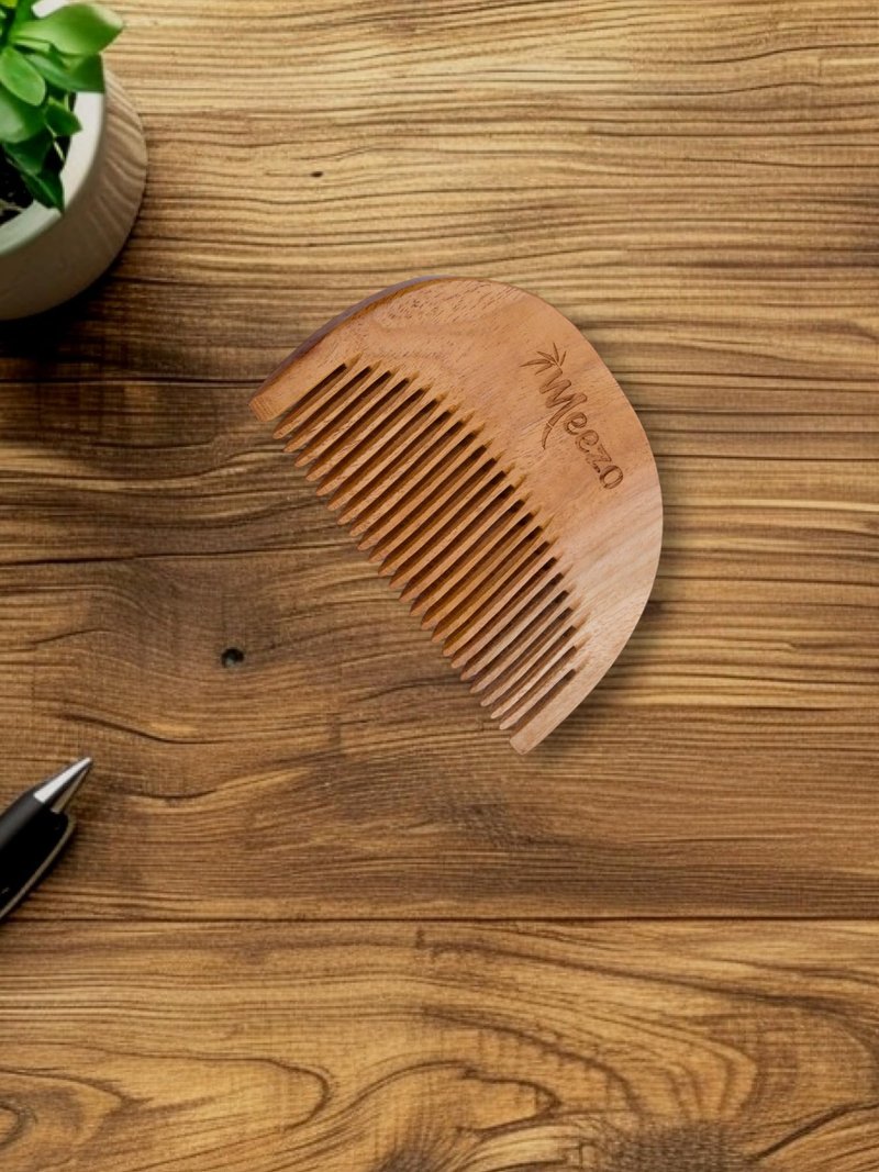 Meezo Neem Wood Beard Comb – Handmade Wooden Comb for Beard & Mustache – Anti‑Static, Eco‑Friendly, Pocket Size, Durable Grooming Tool for Men