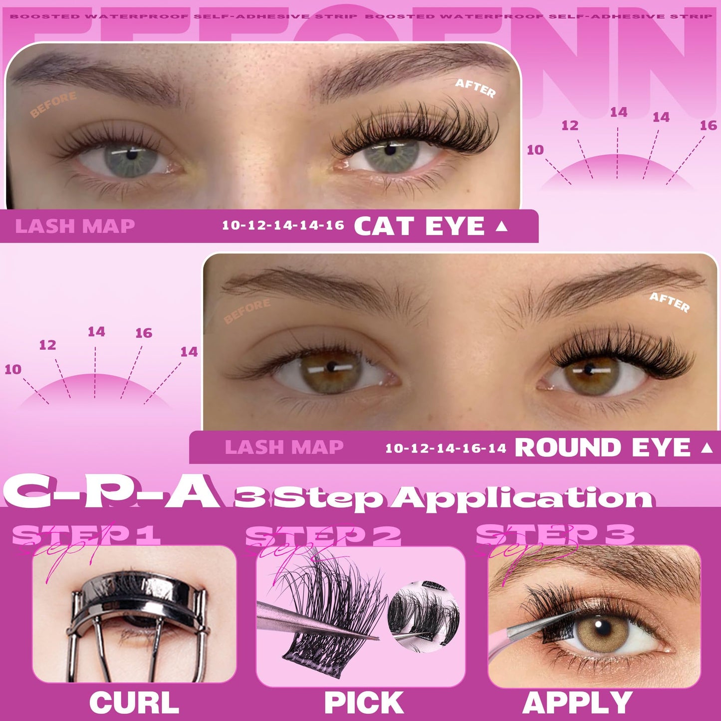 Self Adhesive Eyelashes Wispy Pre Glued Lashes Natural Self Adhesive Lash Clusters 10-16mm Press On Lashes DIY Eyelash Extension Kit No Glue Needed Spider Cluster Lashes with Tweezers by Eefofnn
