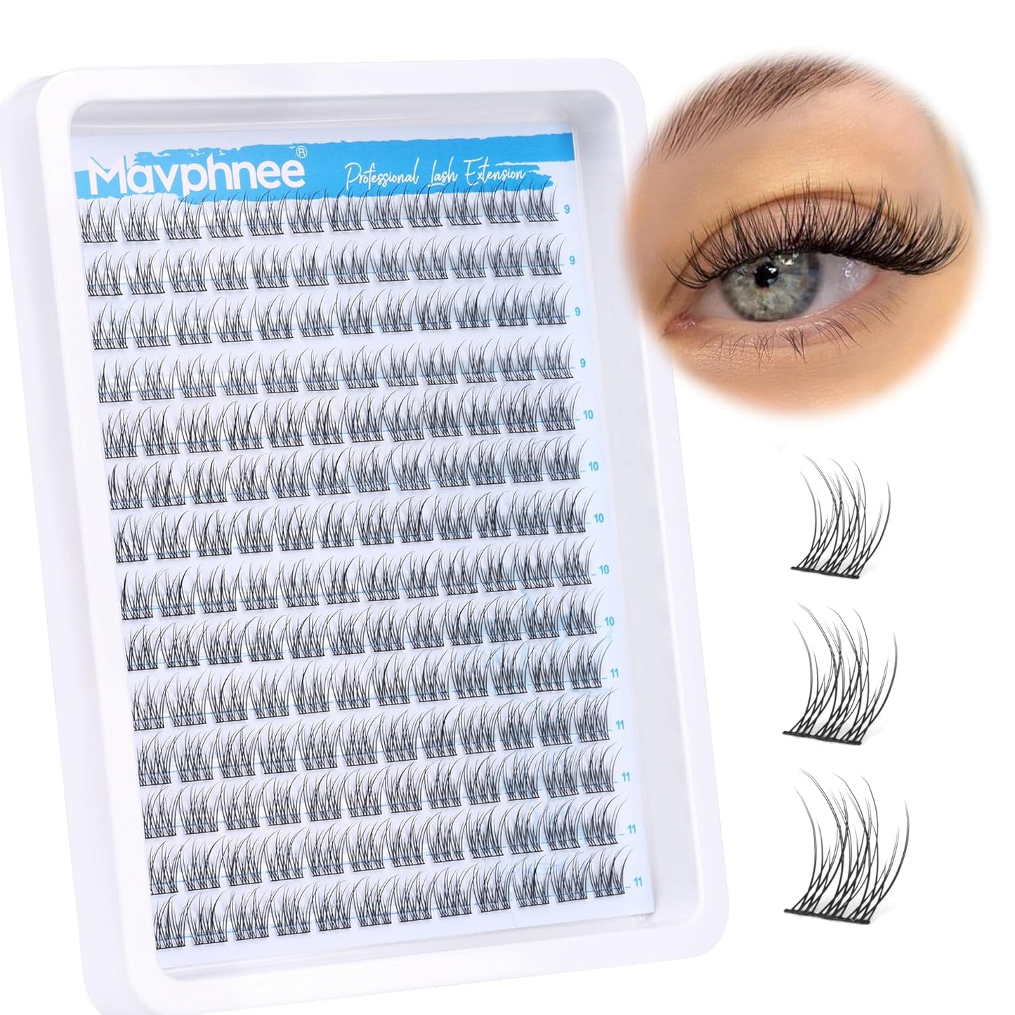Natural DIY Lash Extensions - C-Curly Cluster Eyelashes | 216 Pcs Wispy Cat Eye Lashes for Beginners
