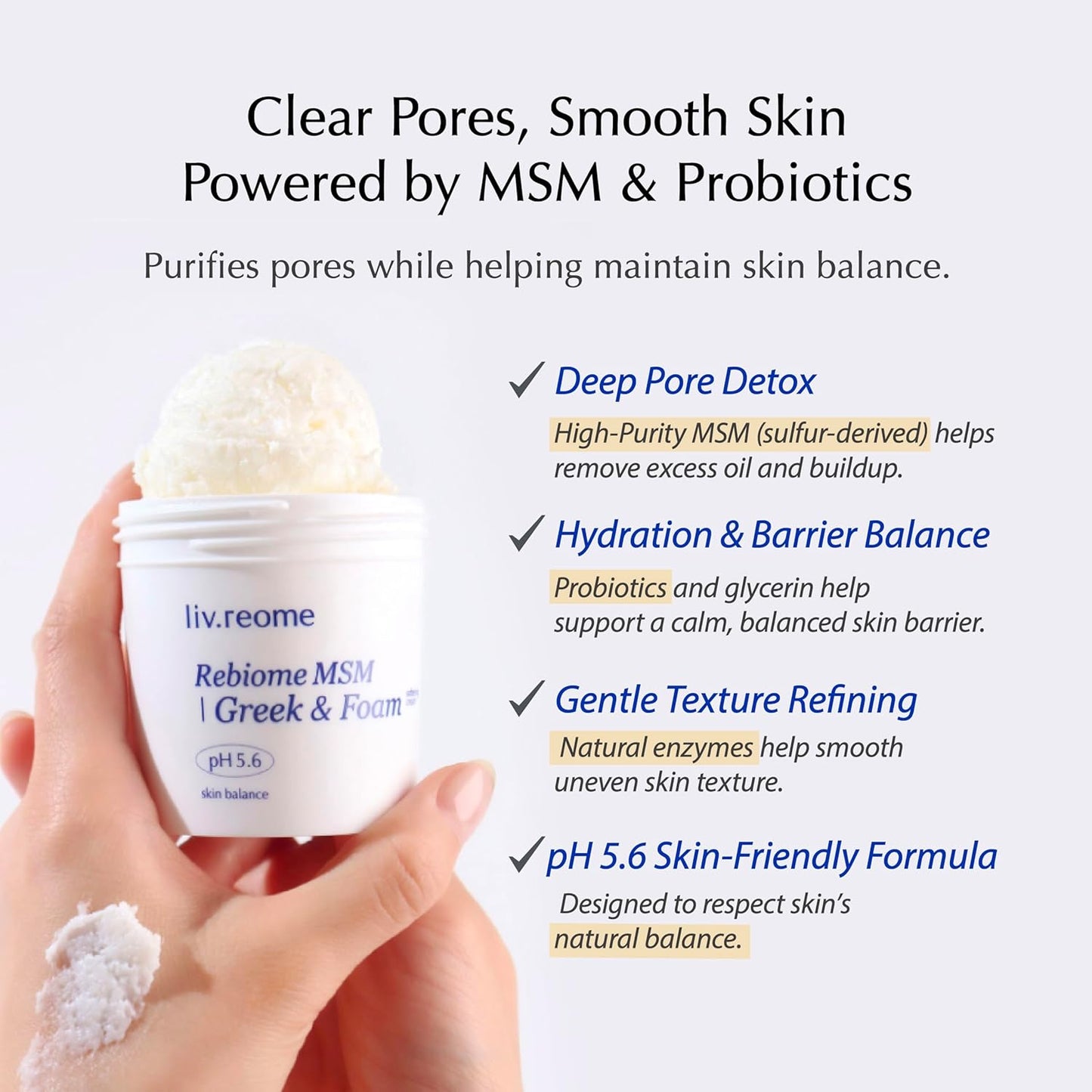 MSM Sulfur Deep Pore Cleanser - Gentle Low pH Face Wash for Sensitive Skin | Pore Reset Formula