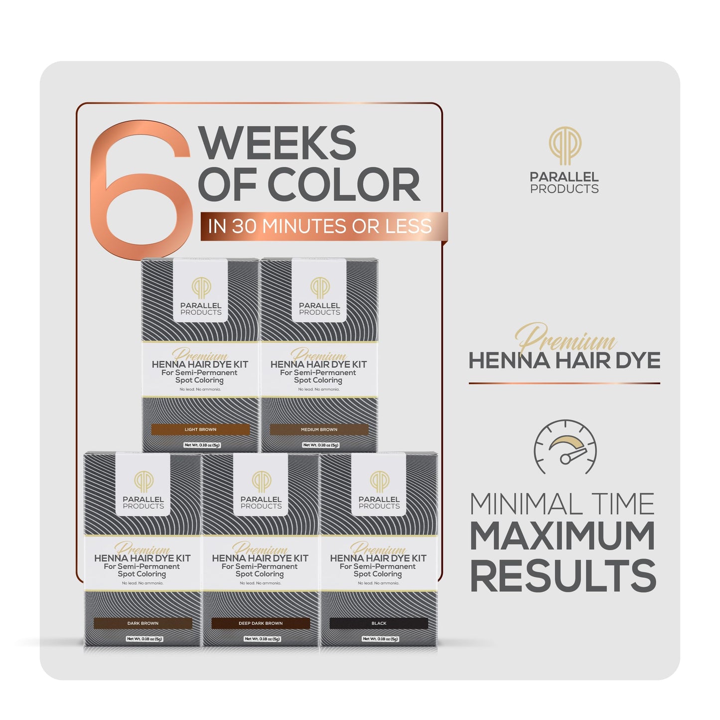 Parallel Products Spot Color Henna Kit - Henna Hair Dye - 5 grams - Tint for Professional Spot Coloring - With Nourishing Oil, Mixing Dish and Application Brush - Root Touch Up (Medium Brown)