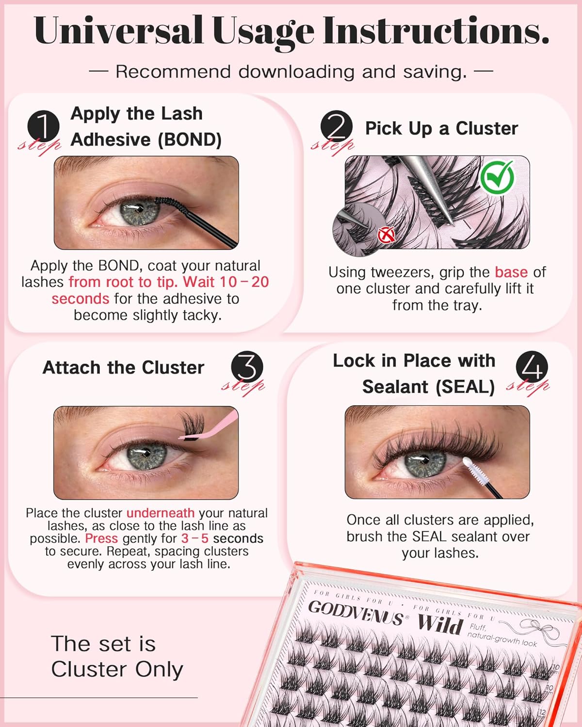 Natural Lash Clusters - Wispy Fluffy Eyelash Extensions | D Curl 120pcs, 10-16mm for DIY Glam Looks