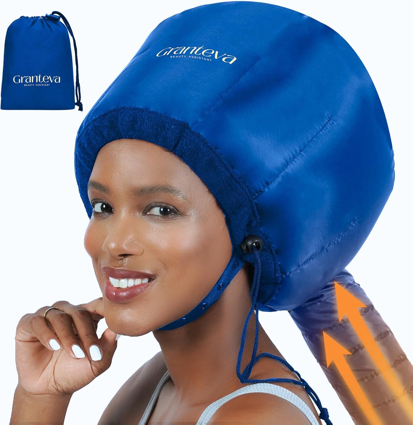 Hooded Hair Dryer Attachment - Integrated Headband Reduces Heat | Portable Diffuser Cap for Curly Hair, Large Size
