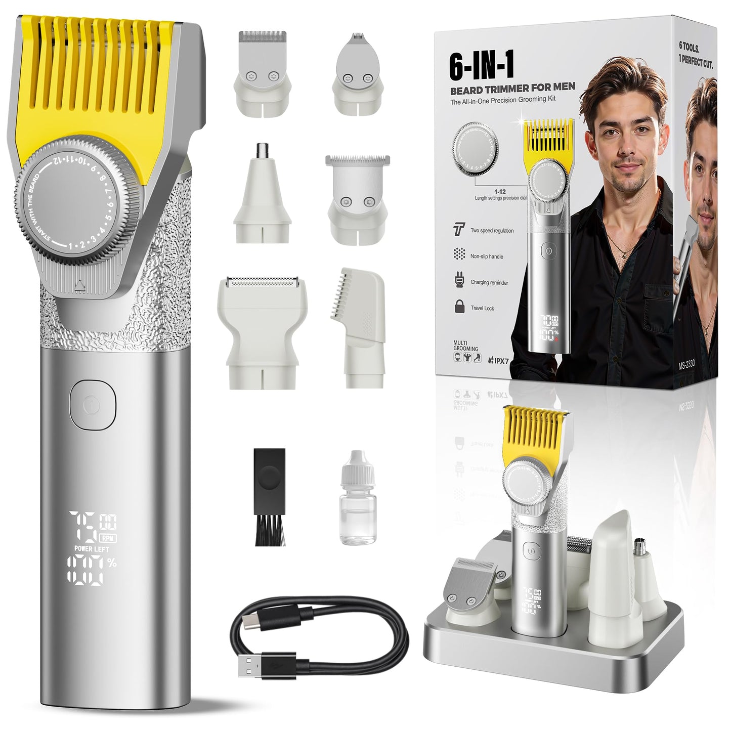 Beard Trimmer for Men Plastic Caliper Glassy Yellow
