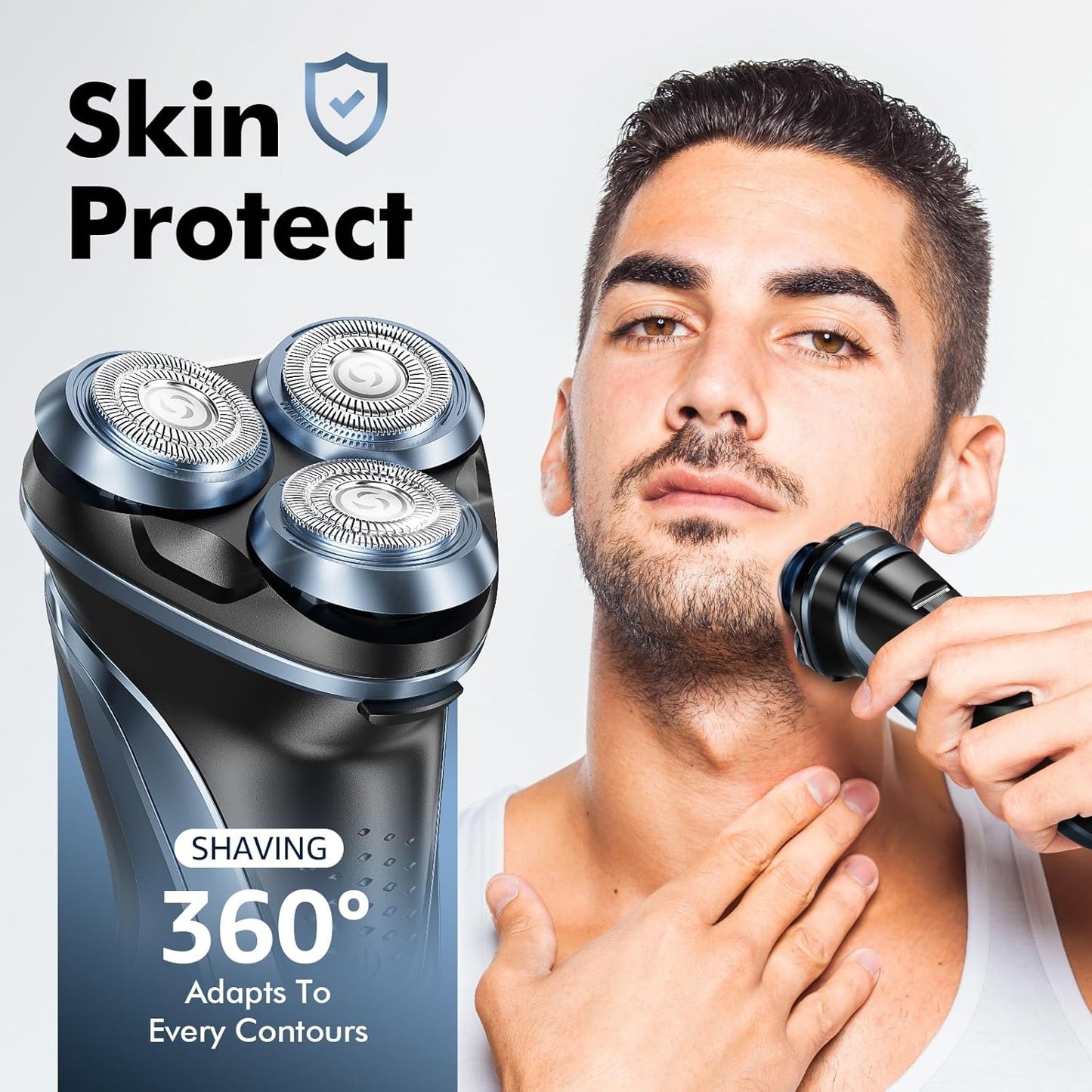 Travel Electric Razor for Men - 5D Floating Head Shaver, IPX7 Waterproof, USB-C Rechargeable | Smooth Shave in Seconds