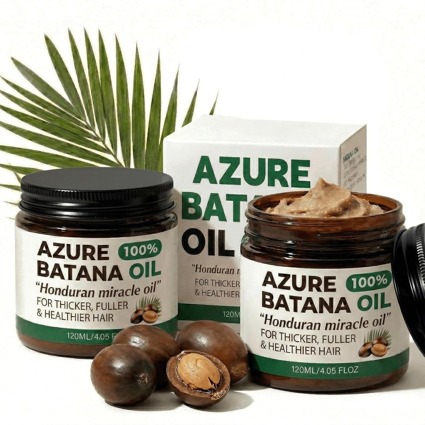 Batana Oil for Hair Growth - 100% Raw Organic Hair Mask | Prevents Hair Loss, Promotes Thickness - 4.06 fl oz (2 Pack)