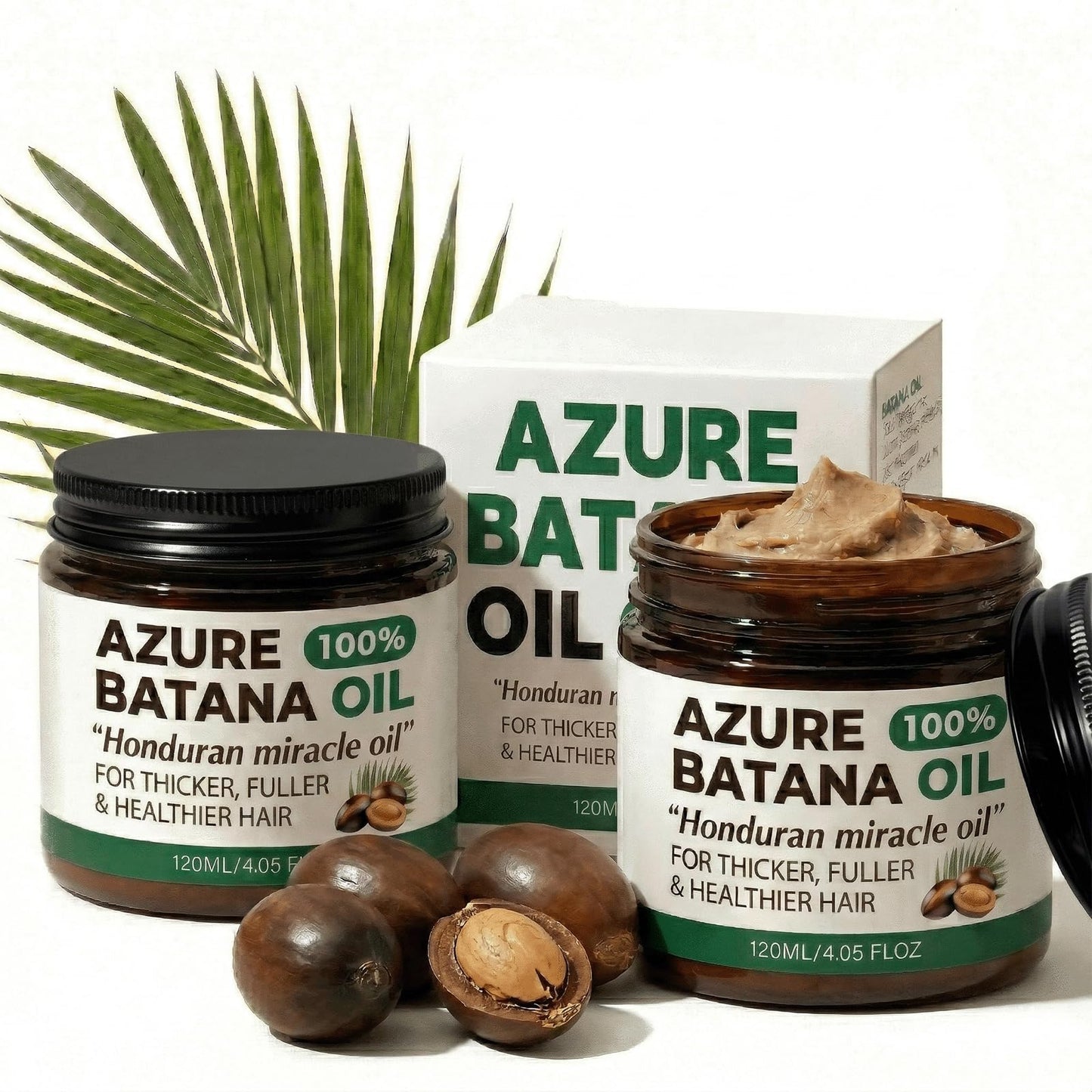2PCSAzure Batana Oil For Hair Growth,100% Raw Organic Batana Hair Mask from Honduras,Prevents Hair Loss, Promotes Hair Thickness,Natural Hair Growth Oil-4.06 fl (2pcs)
