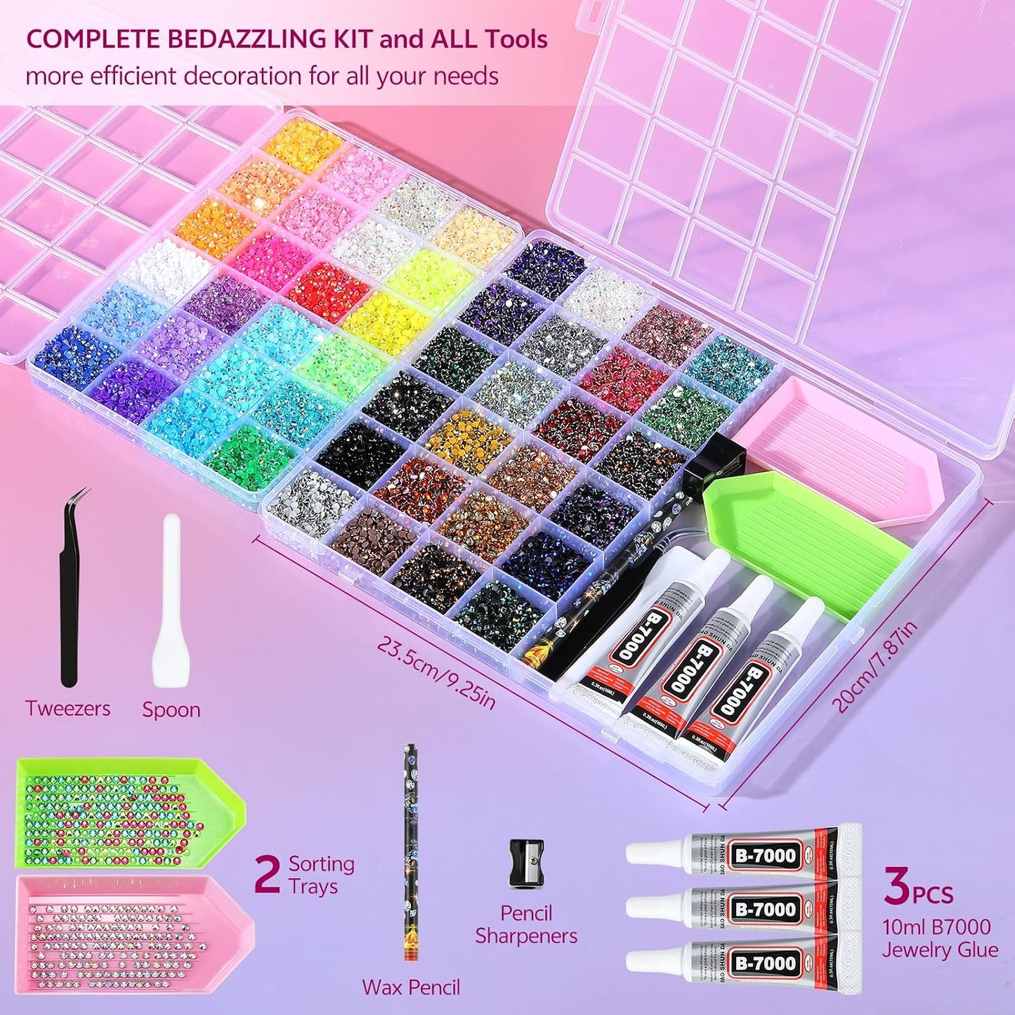 Resin Jelly Rhinestones - 48 Colors Flatback Gems for Diamond Art | 48000 Pcs 3mm Kit with Glue, Tweezers & Pickup Pen