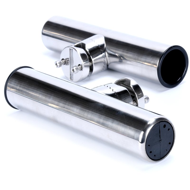 Amarine Made Boat 4pcs Fishing Rod Holder, Stainless Rail Mount Clamp on Rod Holder, Adjustable Fishing Pole Holder for Rails 7/8" to 1"