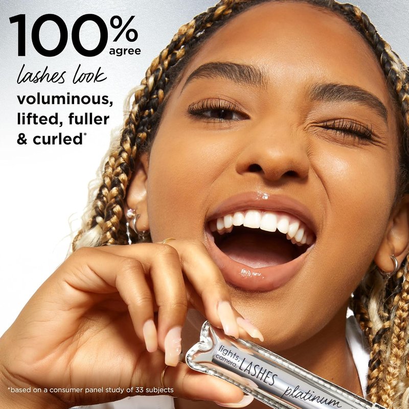 Tarte Lights, Camera, Lashes Platinum Volumizing Mascara - Black Tinted Peptide Lash Serum for Volume & Length, Smudge-Proof, Vegan