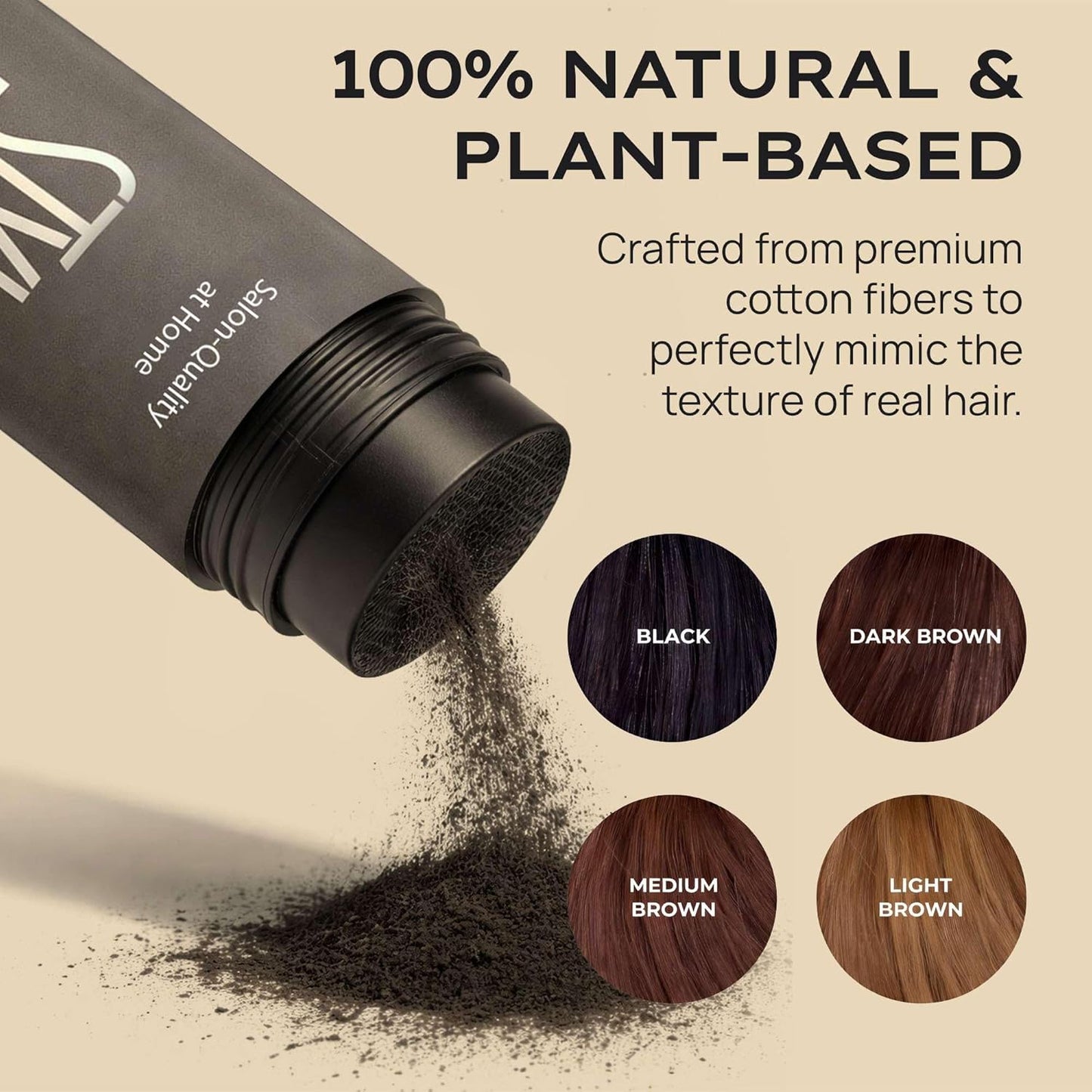 Hair Building Fibers for Thinning Hair - Plant-Based Concealer for Receding Hairlines & Bald Spots | Black 0.88oz