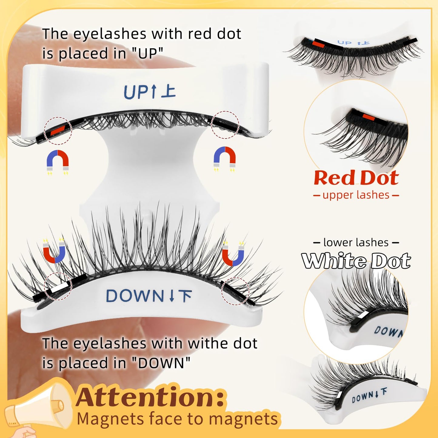 QUEWEL 2 Pairs Magnetic Eyelashes with Applicator Reusable No Glue Needed Magnetic Lashes Cat Eye Natural Look Lashes Kit Easy to Wear and Remove(NZH A+D)