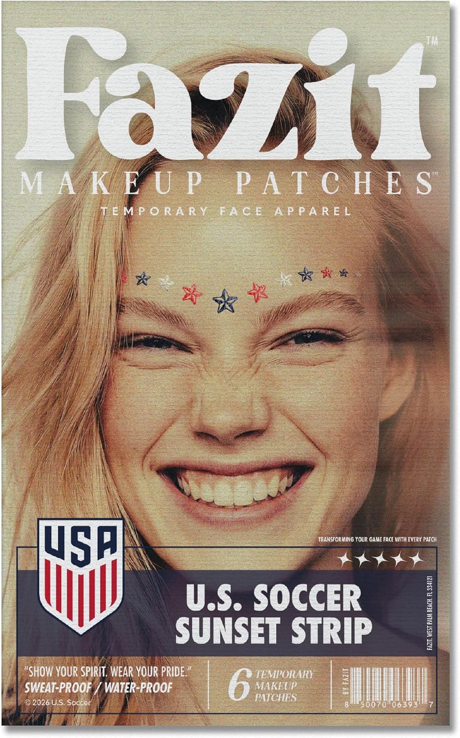 Soccer Face Stickers - Waterproof Glitter Makeup Patches for Game Day Glam | Red, Blue & Silver (6 Pack)