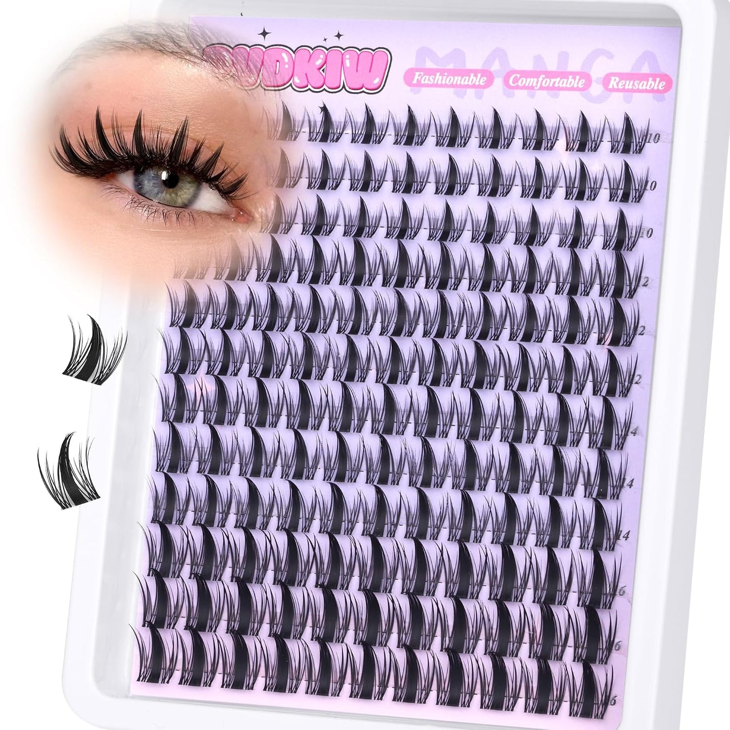 Bunny Lash Clusters - C Curl Anime Eyelash Extensions | 8-18MM Natural Fairy Lashes with Invisible Clear Band