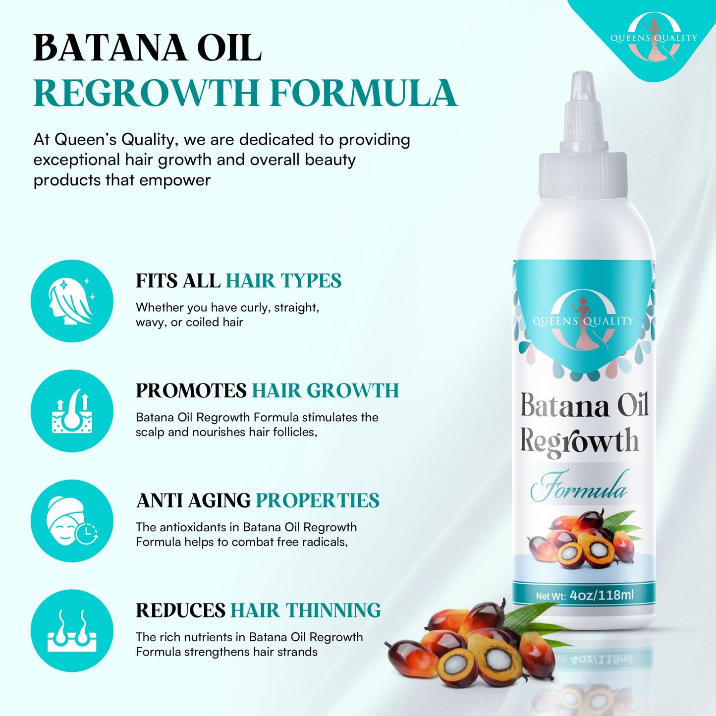 Batana Oil Hair Growth Formula – 100% Unrefined Natural Treatment with Potent Blended Oils – Promotes Thicker Hair, Reduces Thinning & Repairs Scalp Damage – 4oz”