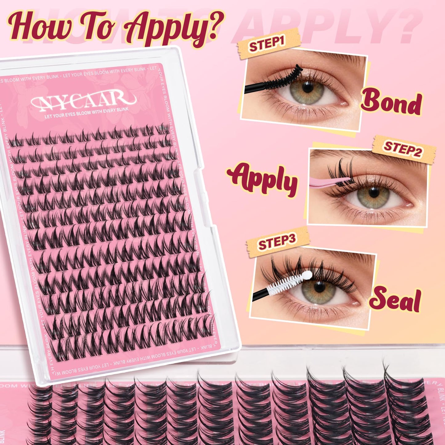 NYCAAR Lash Clusters Natural Look Manga Eyelash Clusters Anime 144pcs D Curl 8-18MIX Spiky Wispy Individual Lashes with Soft Thin Band Lash Extension(NY06,8-18MIX)