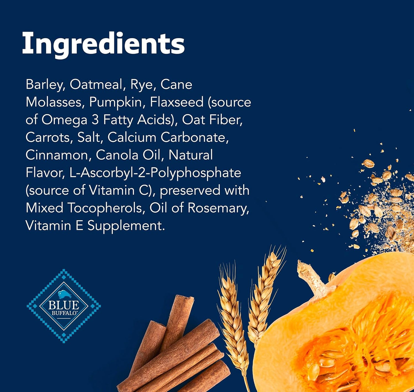 Blue Buffalo Dog Treats - Pumpkin & Cinnamon Crunchy Health Bars | Oven-Baked, Natural Ingredients, 16 oz.