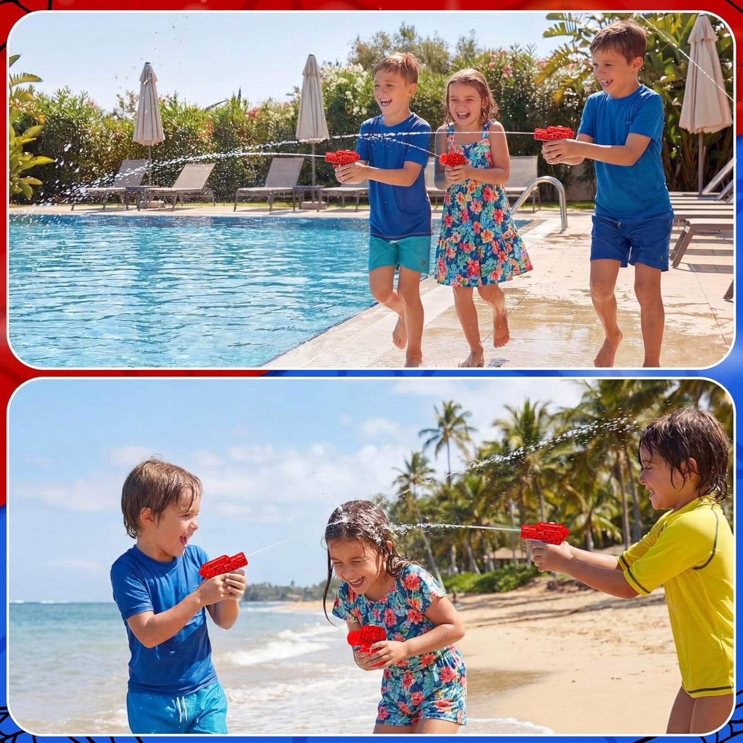 Mini Spider Web Water Guns - 12 Pack Plastic Blasters for Kids | Summer Pool Party Toys