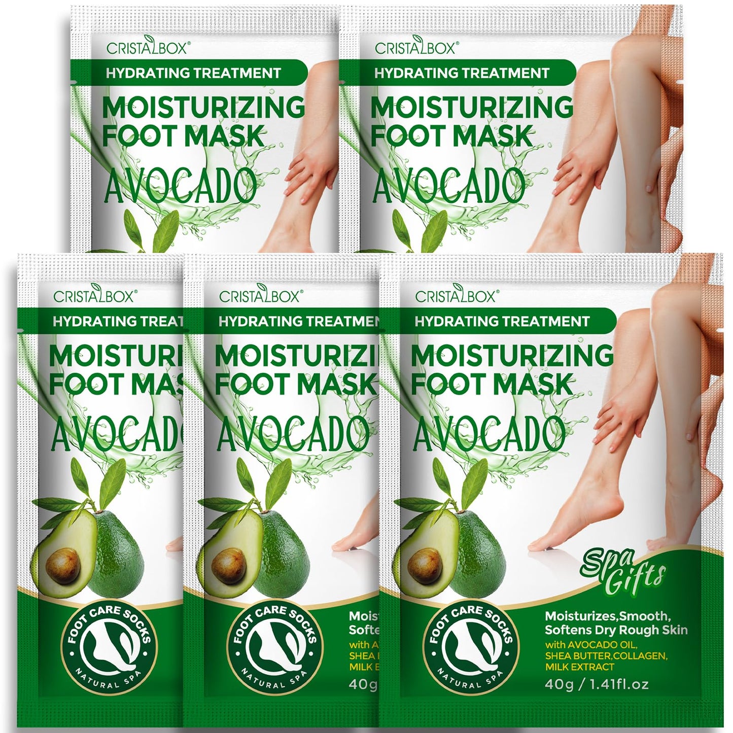 5 Pack Moisturizing Foot Mask, Hydrating Feet Mask for Dry Cracked Feet, Moisturizing Foot Socks Dry Skin Moisturizer for Soft Smooth Feet, Foot Spa Care Kit, Ideal Holiday Gift for Women and Men