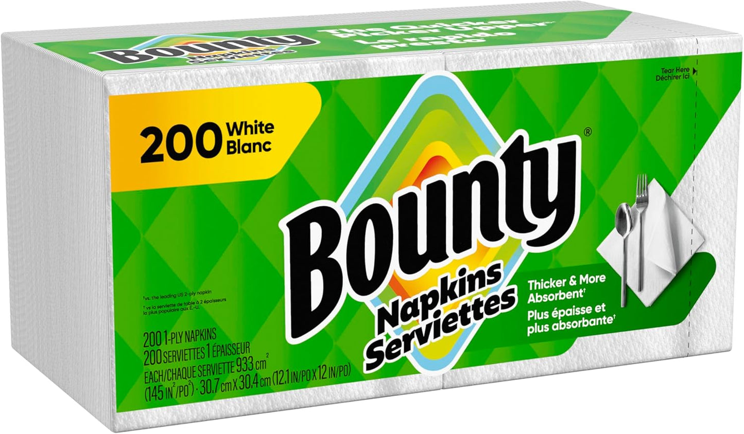 Bounty Paper Napkins - White, 200 Count | Soft & Absorbent for Everyday Use